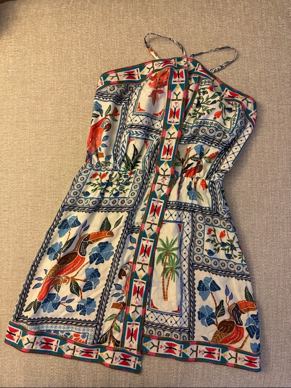 Farm Rio Tropical Tiles Embroidered Mini Dress - Picture 8 of 8